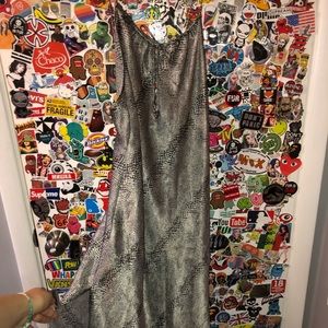 Vinatge Slit Thigh Snake Skin Slip Dress